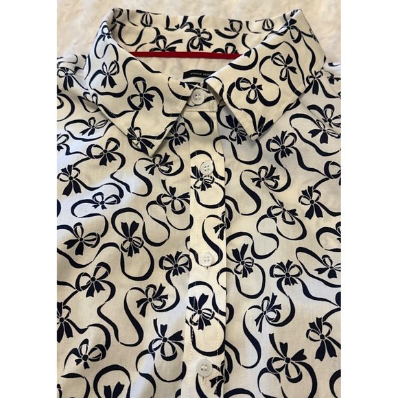 Talbots Wrinkle-Resistant Blouse Ribbon Pattern Cotton Blend Women's Size 8 - Picture 15 of 15